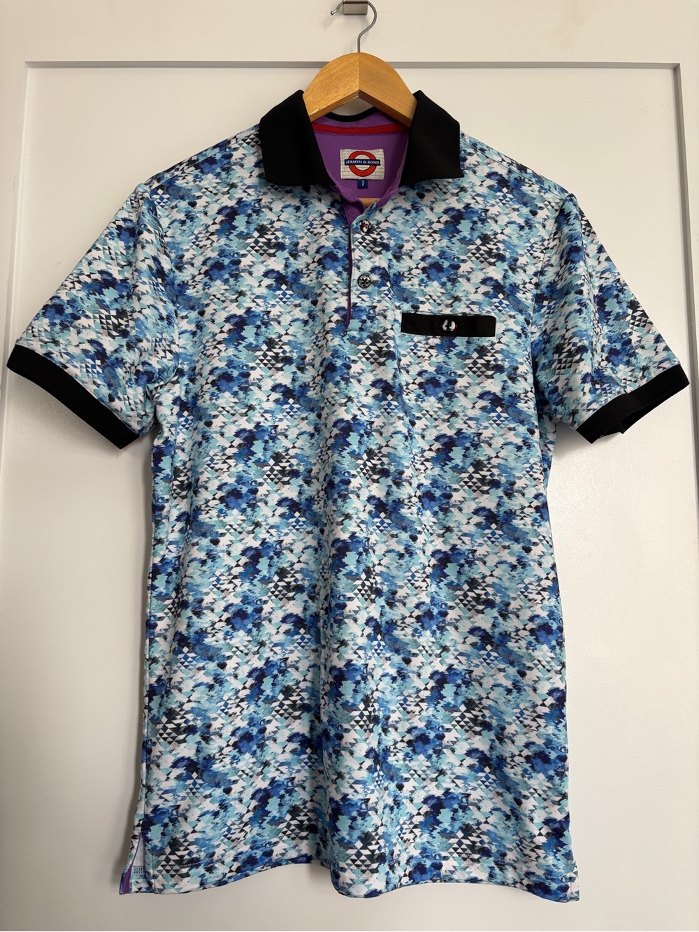 Jermyn & Bond Men's Abstract Geometric Print Polo Shirt - Size Small
